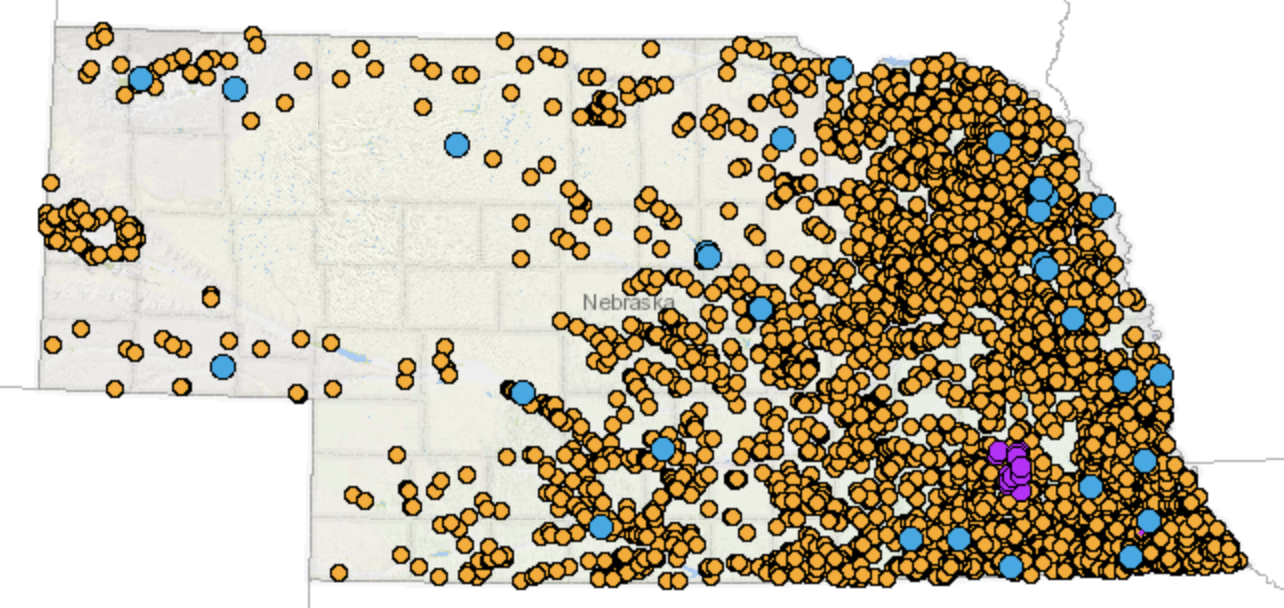 Nebraska weight-limited bridge map